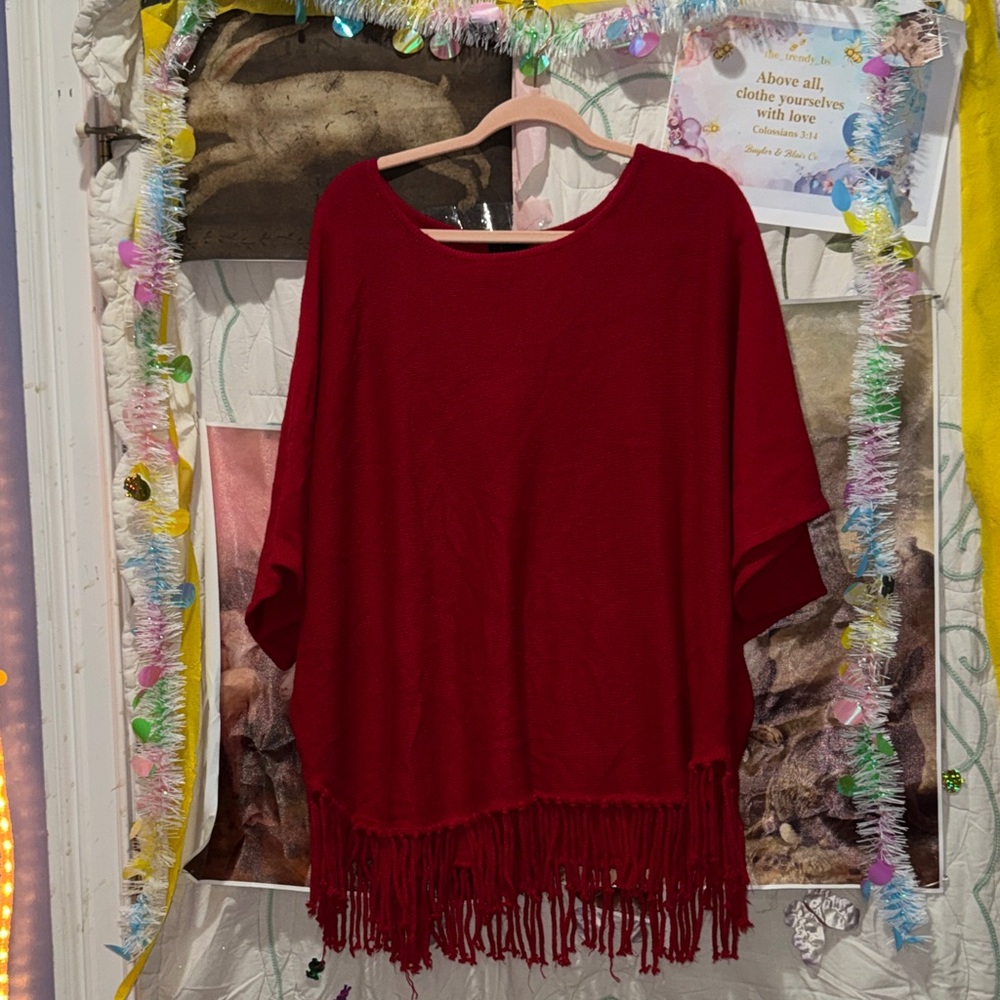 NWT (3x)New directions Red Fringe Sweater